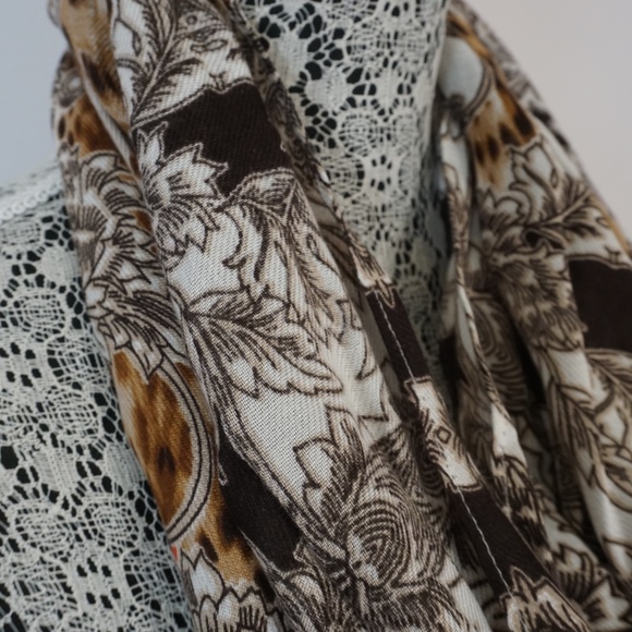 Chico's Brown Floral and Animal Print Angled Scarf - Picture 3 of 4
